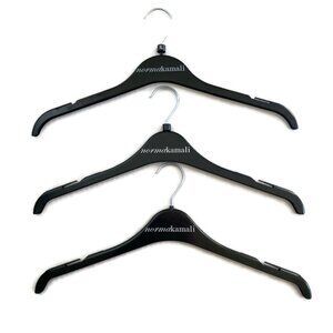 Norma Kamali Black Plastic Clothes Hangers Lot of 3 Boutique Retail Display 16"